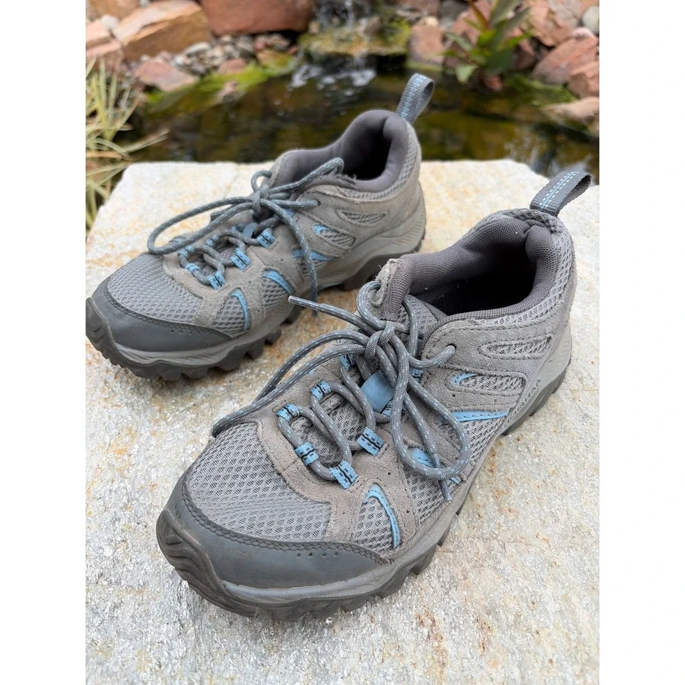 Merrell Alverstone Grey Blue Suede Mesh Hiking Shoes Womens 8 J035938